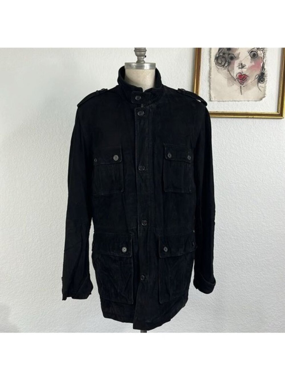 Brooks Brothers Suede Utility Jacket Hip Length